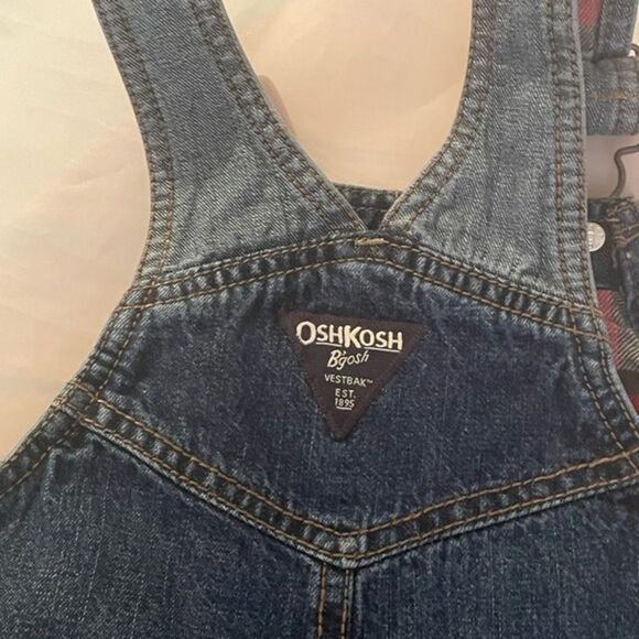Like NEW 24 month Osh Gish Bgosh denim knit like overalls - Picture 7 of 16
